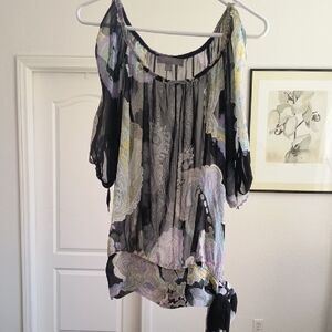 Forever 21 Black and Purple Patterned Blouse